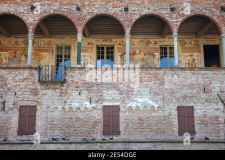 Frescoes painted on a balcony of the Rocca Sanvitale Castle, a fortress in Fontanellato, Parma, Italy. Stock Photo