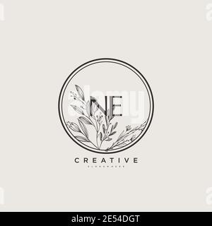 NE Beauty vector initial logo art, handwriting logo of initial signature, wedding, fashion, jewerly, boutique, floral and botanical with creative temp Stock Vector