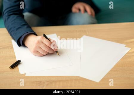 Fountain Pen Lie on Paper Sheet with Written Salutation Word Stock Photo -  Image of formal, metal: 248042048