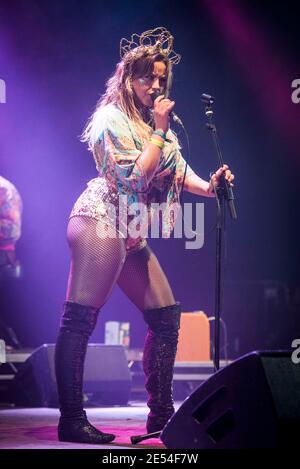 Charlotte Church performs her Late Night Pop Dungeon live at Bestival 2017 at Lulworth Castle - Wareham. Stock Photo