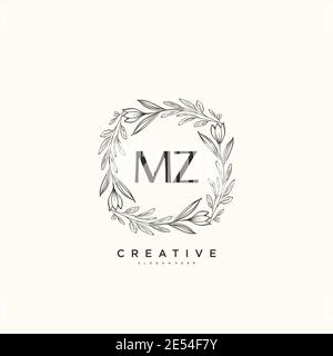 MZ Beauty vector initial logo art, handwriting logo of initial signature, wedding, fashion, jewerly, boutique, floral and botanical with creative temp Stock Vector