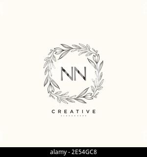 NN Beauty vector initial logo art, handwriting logo of initial signature, wedding, fashion, jewerly, boutique, floral and botanical with creative temp Stock Vector