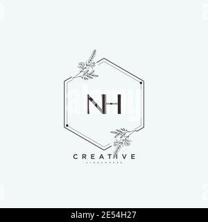 NH Beauty vector initial logo art, handwriting logo of initial signature, wedding, fashion, jewerly, boutique, floral and botanical with creative temp Stock Vector