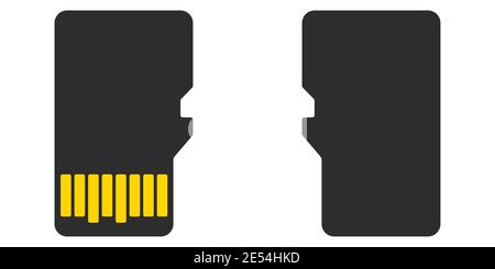 Silhouette microsd memory card, vector memory expansion card micro sd gadgets Stock Vector