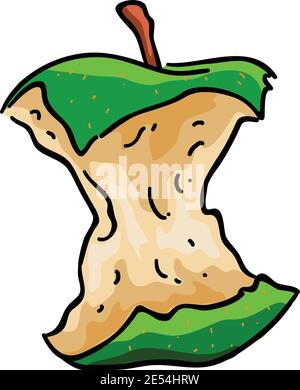 Bitten Green apple vector illustration isolated in white background Stock Vector