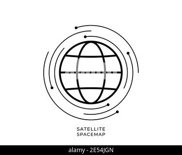 solar system,planetary,space,planet with satelites,mars vector line icon, sign, illustration on background, editable strokes. Stock Vector