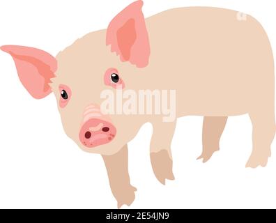 Cute pink piglet character .Vector illustration isolated on white background stock illustration Stock Vector