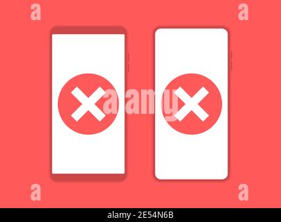 Error icon phone. Symbol of phone browser failure. Vector illustration Stock Vector
