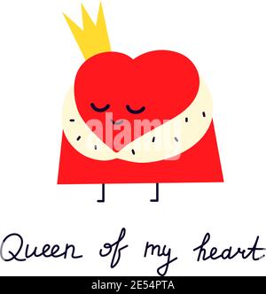 Your Love is King Phrase With RED Heart & Crown Clip Art 