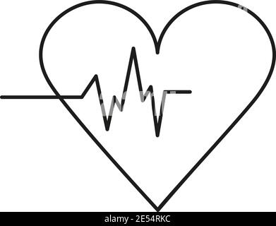Medicine heart simple icon. Editable black object on a white background. Heart rate vector. Stock Vector