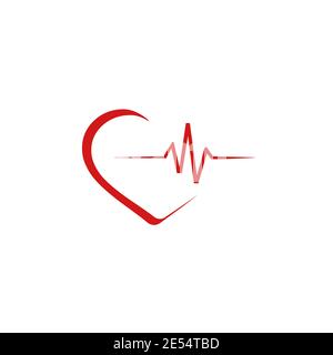 Cardiology  doctor pharmacy wave beat heart vector logo design. Stock Vector