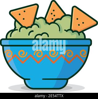 Bowl Of Guacamole Vector Isolated Illustration Stock Illustration -  Download Image Now - Guacamole, Vector, Tortilla Chip - iStock