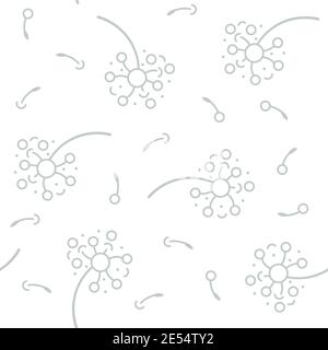 Seamless vector pattern with dandelion blossoms and seeds Stock Vector
