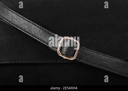Part of black leather product close up Stock Photo