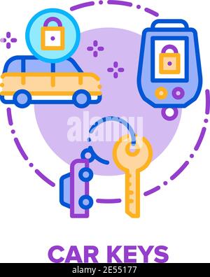 Car Keys Trinket Vector Concept Color Illustration Stock Vector