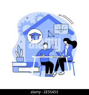 A vector illustration of Parents Teaching Kids Studying at Home Stock ...