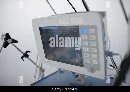 Life support monitoring in the critical care unit. Stock Photo