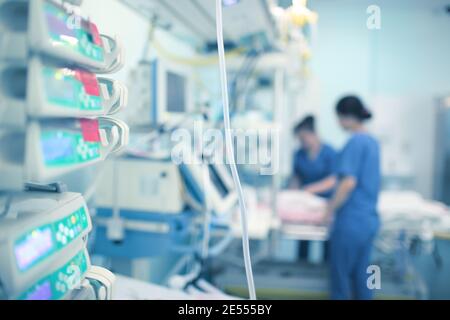 Working nurses in the CCU. Stock Photo