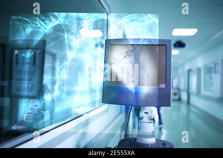 Visual projection of an x-ray image in the hospital. Stock Photo