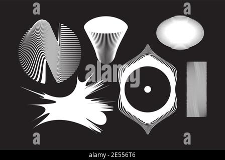 The reimagined design of 80-90s, retro-futurism, brutalist style. New look at design, with distorted and extraordinary forms, bold abstract geometric Stock Vector