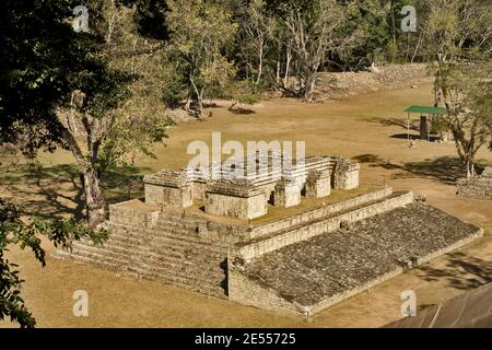 Copan, Honduras, Central America: The West Court of Copan. Copan is an archaeological site of the Maya civilization near Guatemala Stock Photo