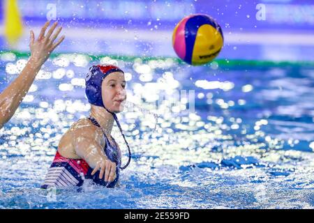 TRIESTE, ITALY - JANUARY 24: Gabriella Szucs of Hungary  during the Women FINA Olympic Qualifications Waterpolo tournament Trieste 2021 match between Stock Photo