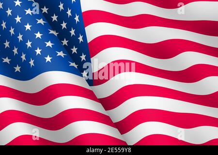 United States of America waving flag 3d illustration wind ripple stars and stripes old glory Stock Photo