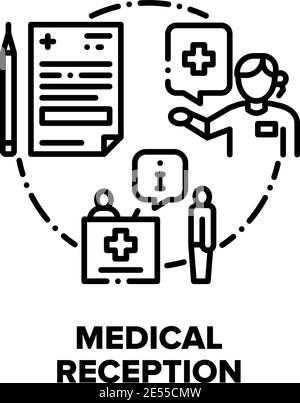 Medical Reception In Hospital Vector Concept Black Illustrations Stock Vector