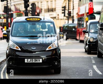 Electric taxi around London Stock Photo