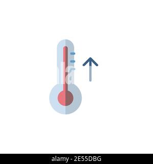 Thermometer. Rise temperature. Flat color icon. Isolated weather vector illustration Stock Vector