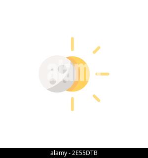 Sun eclipse. Flat color icon. Isolated weather vector illustration Stock Vector