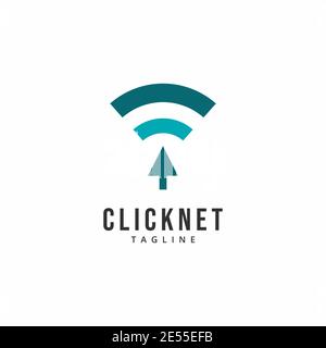 Cursor Pointer Signal Network Logo Vector Template suitable for technology and internet company business Stock Vector