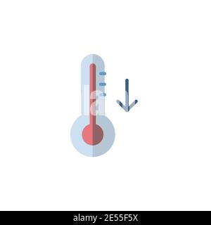 Thermometer. Fall temperature. Flat color icon. Isolated weather vector illustration Stock Vector
