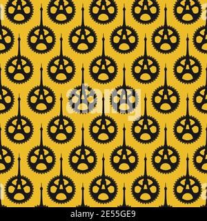 Vector Seamless Bicycle Gearing With Eiffel Tower Pattern Stock Vector