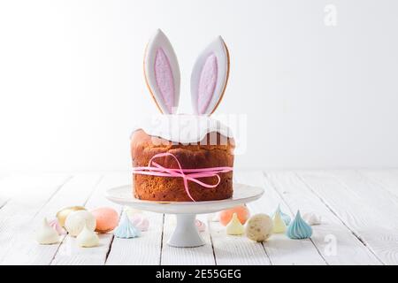 the trendy Easter cake with bunny ears Stock Photo