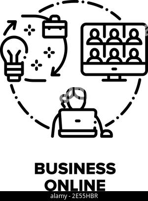 Business Online Vector Concept Black Illustrations Stock Vector