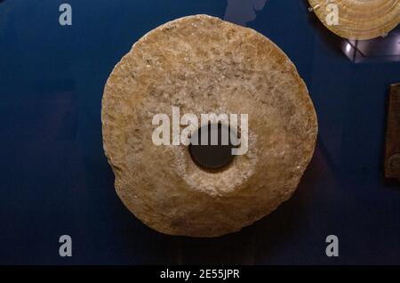 Stone money from the Pacific island of Yap (Micronesia), c. 1900, Ashmolean Museum, Oxford UK. Stock Photo