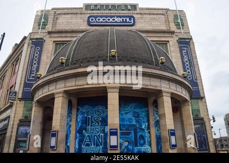O2 Academy Brixton, closed during the coronavirus lockdown. London, United Kingdom January 2021. Stock Photo
