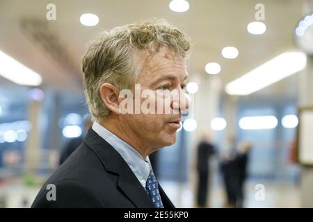 Washington, United States. 26th Jan, 2021. Sen. Rand Paul (R-KY) speaks to members of the media at the U.S. Capitol in Washington, DC on Wednesday, January 26, 2021. Senator Paul maintains his stance that the 2020 election lacked integrity. Photo by Leigh Vogel/UPI Credit: UPI/Alamy Live News Stock Photo