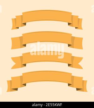 Different simple orange ribbons set. Vector illustration Stock Vector
