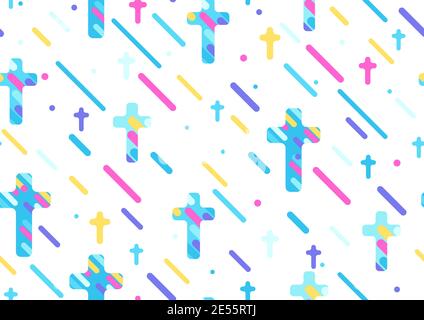 Happy Easter seamless pattern with crosses. Stock Vector
