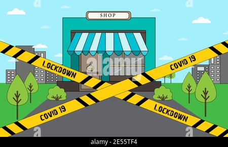Closed shop building. Vector illustration Stock Vector