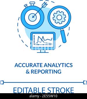 Accurate analytics and reporting concept icon Stock Vector