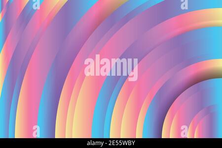 Rainbow colored fluid circular shapes, futuristic gradient, minimal pattern, pastel circular wave brochure. colorful geometric background, minimal col Stock Vector