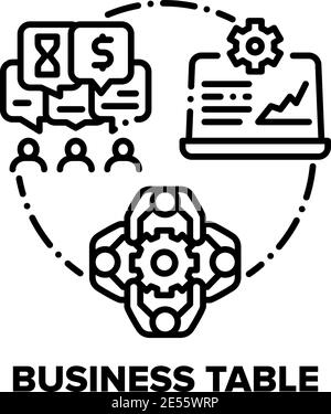 Business Table Vector Concept Black Illustrations Stock Vector