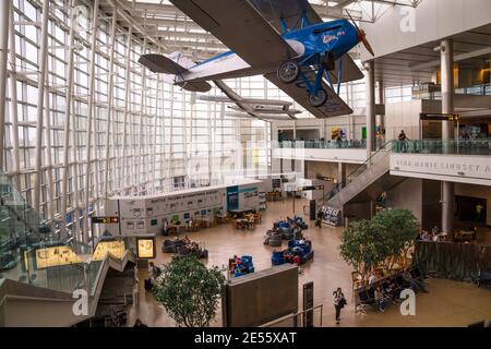 Seattle–Tacoma International Airport also referred to as Sea–Tac Airport or Sea–Tac. The interior of the departure terminal. August 29, 2019. Stock Photo