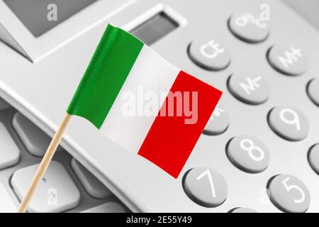 Symbol Italienische Flagge und Rechner Stock Photo