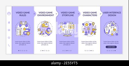 Video game design components onboarding vector template Stock Vector