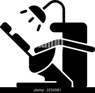 Dentist chair black glyph icon Stock Vector
