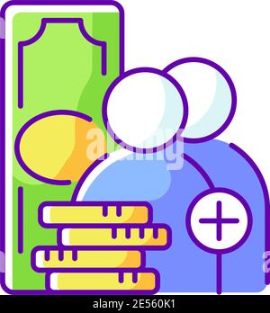 Refer-a-friend-program RGB color icon Stock Vector